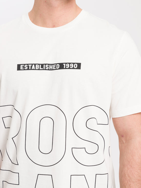 Men's regular T-shirt with CROSS JEANS logo print white