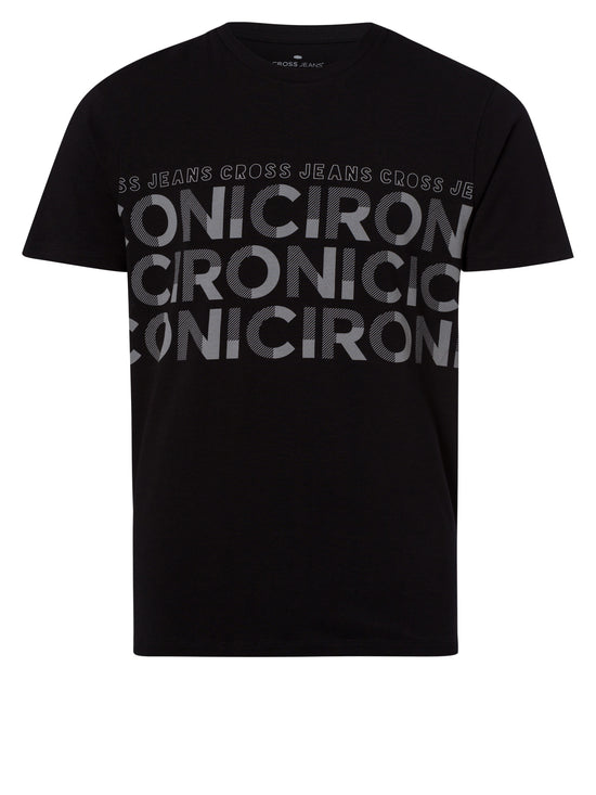 Herren Regular Print T-Shirt schwarz