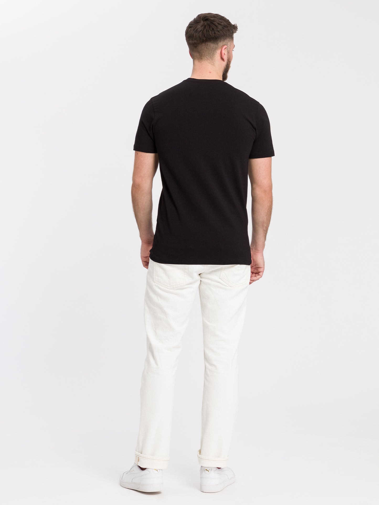 Herren Regular Print T-Shirt schwarz