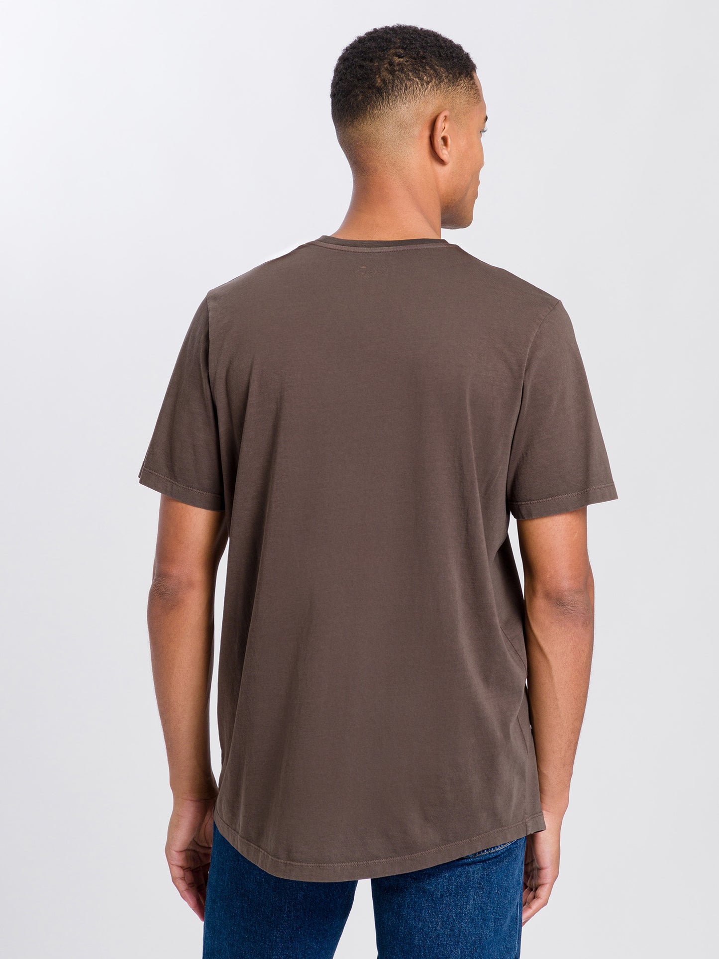 Men's regular T-shirt with logo print, brown