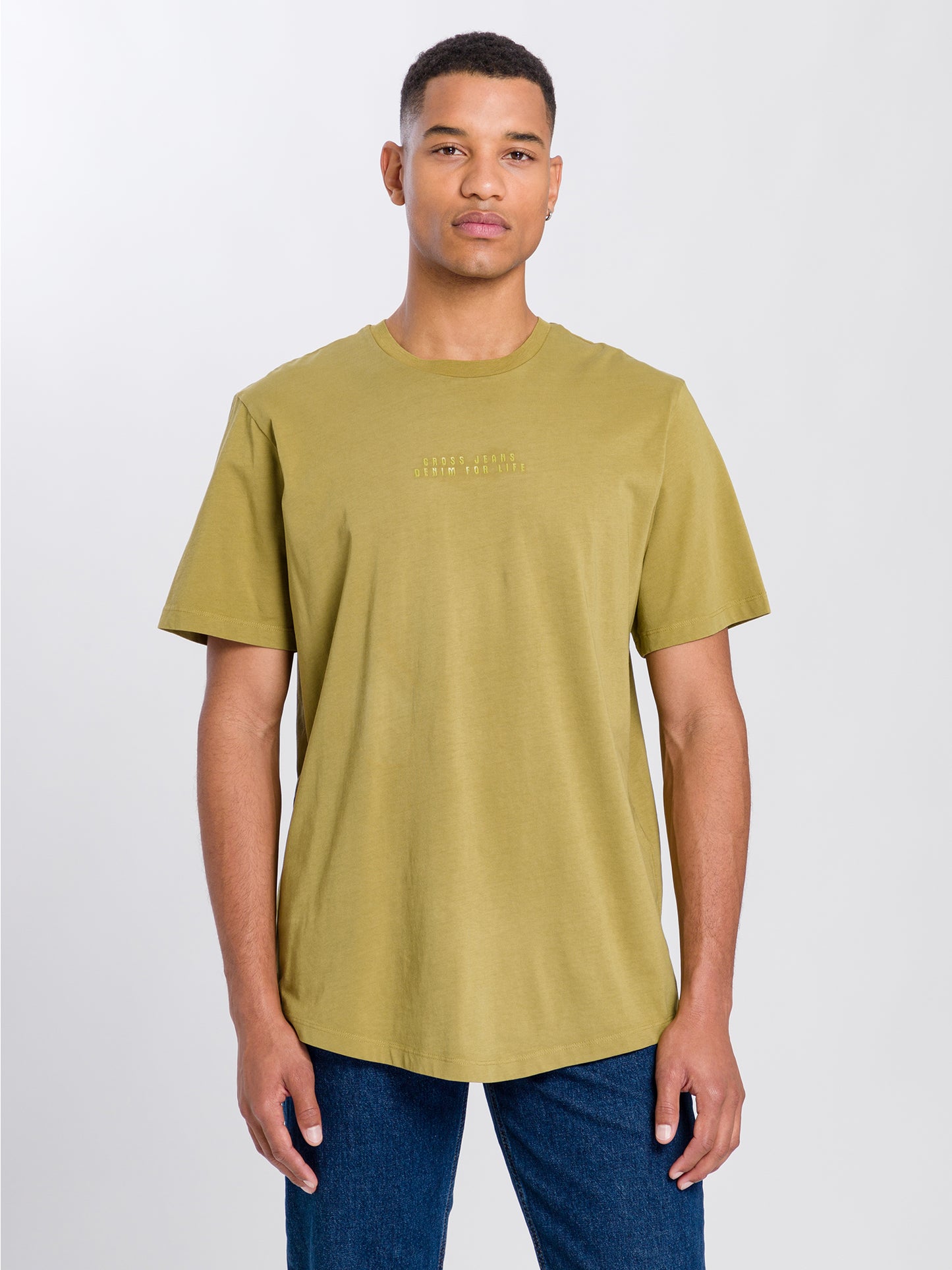 Men's regular T-shirt with logo print green