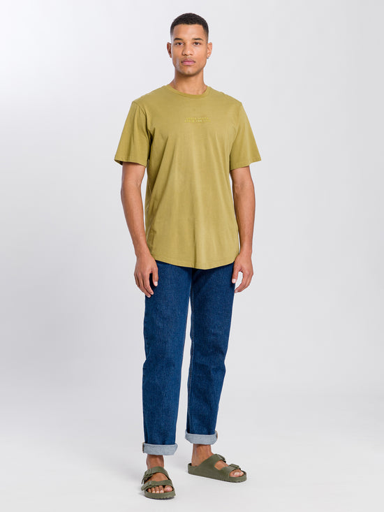 Men's regular T-shirt with logo print green