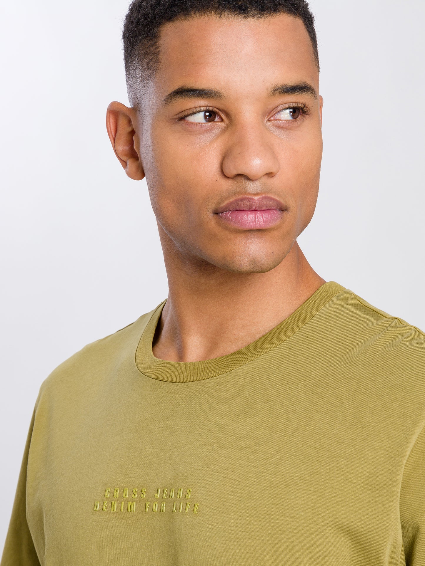 Men's regular T-shirt with logo print green