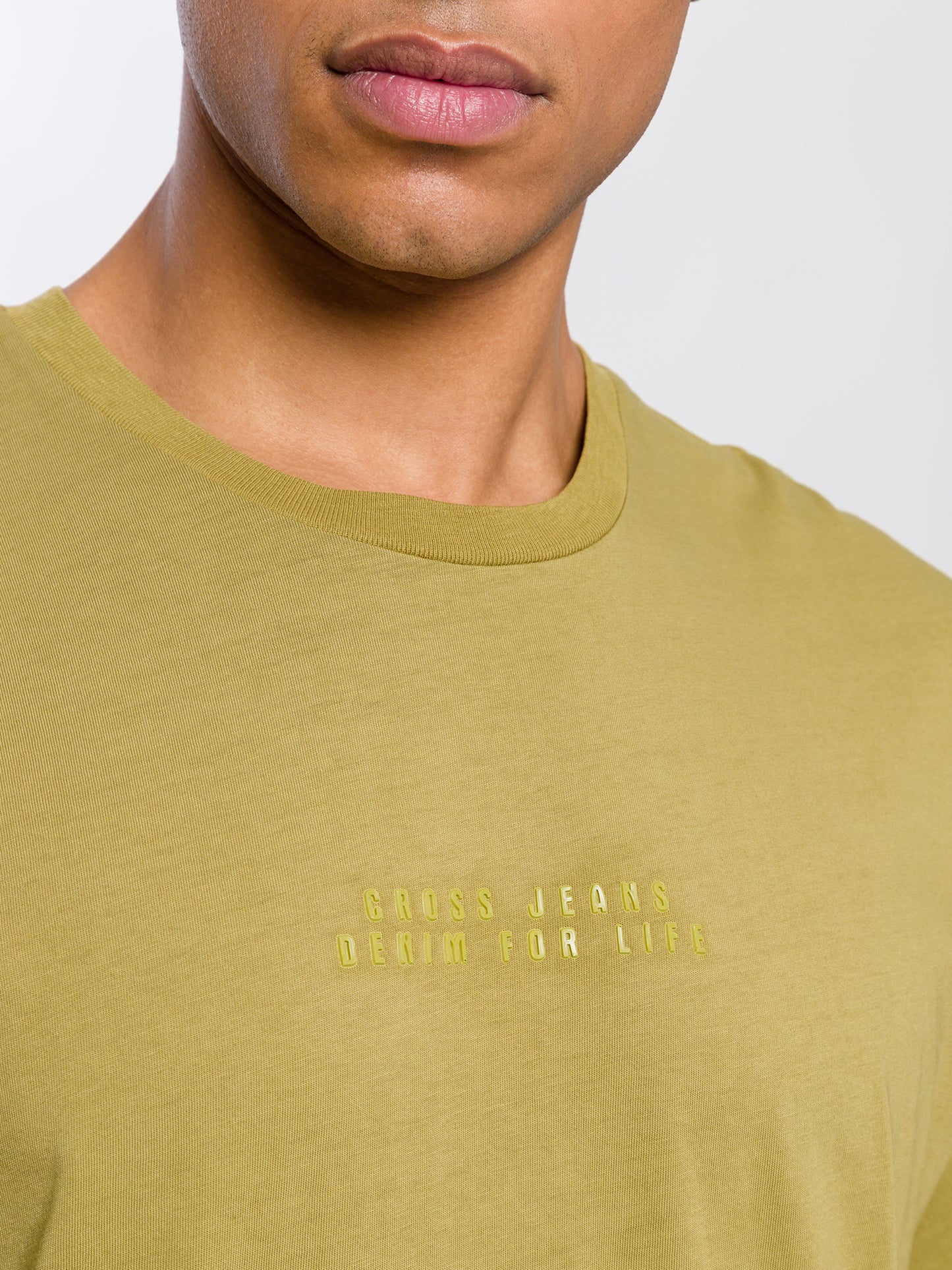 Men's regular T-shirt with logo print green