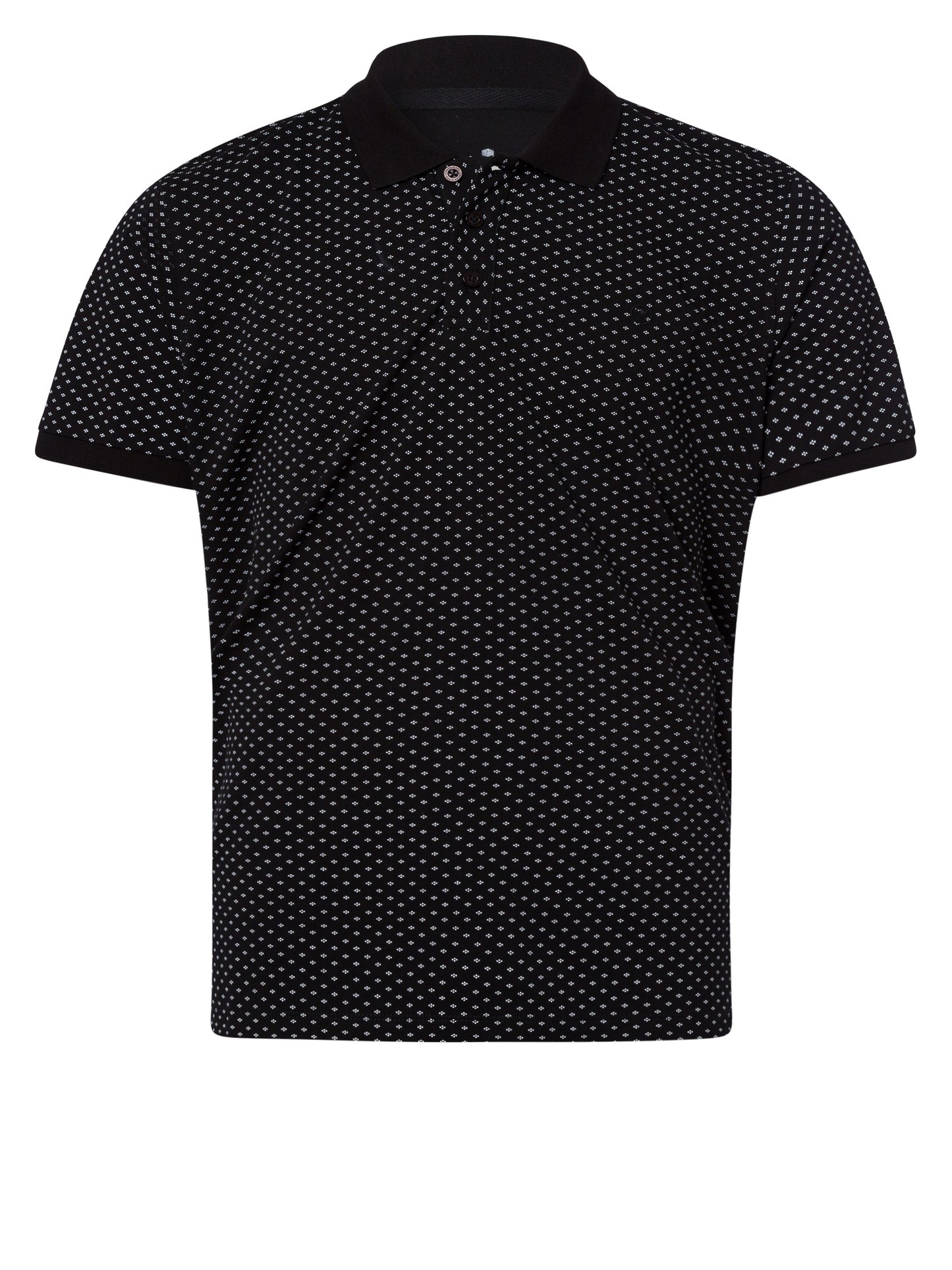 Herren Regular Piqué Polo-Shirt mit Muster schwarz