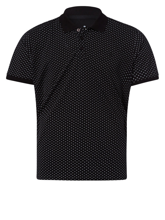 Herren Regular Piqué Polo-Shirt mit Muster schwarz