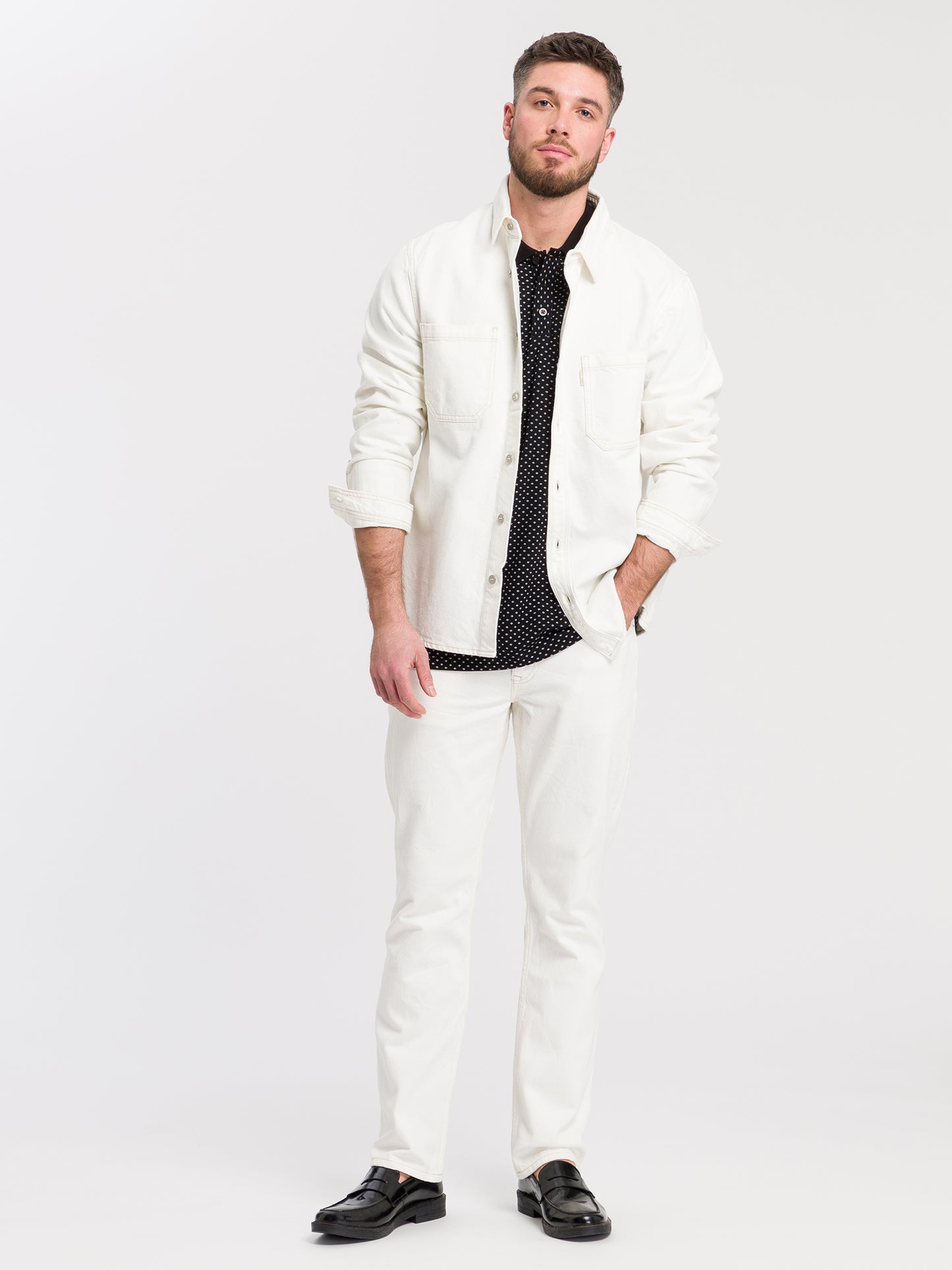 Herren Regular Piqué Polo-Shirt mit Muster schwarz
