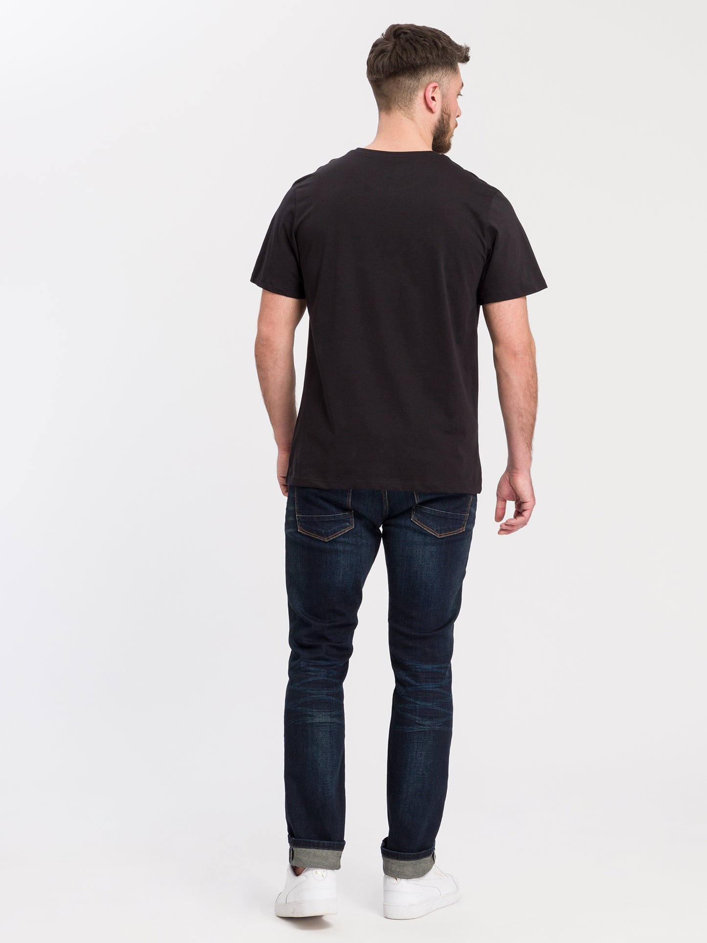 Men's regular T-shirt with CROSS JEANS logo print black