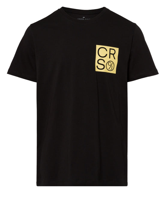 Herren Regular T-Shirt mit Logo Print schwarz