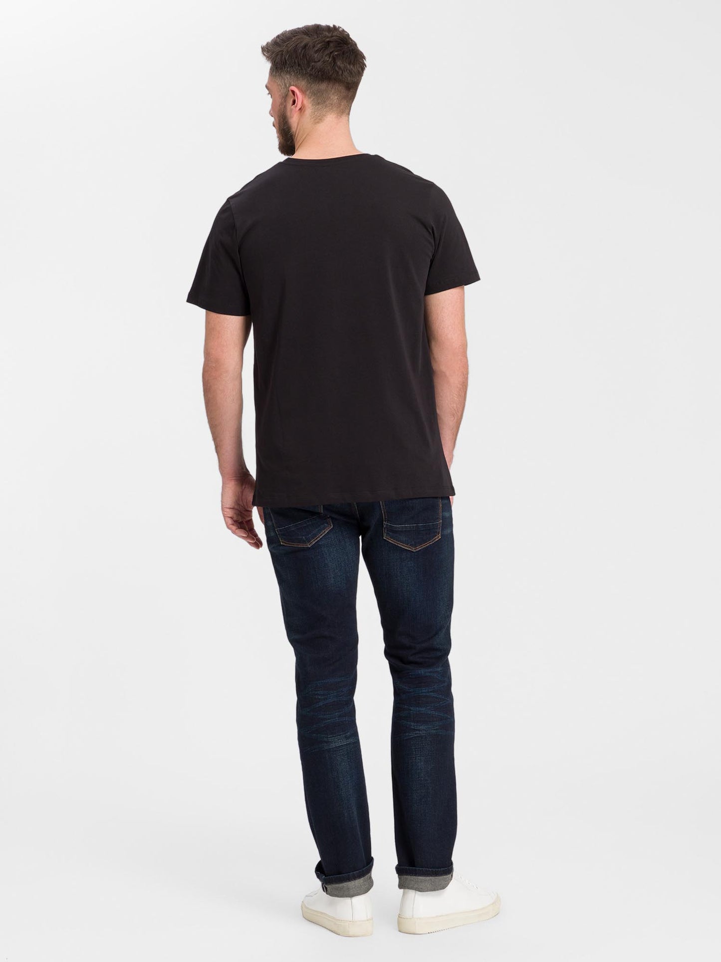Herren Regular T-Shirt mit Logo Print schwarz