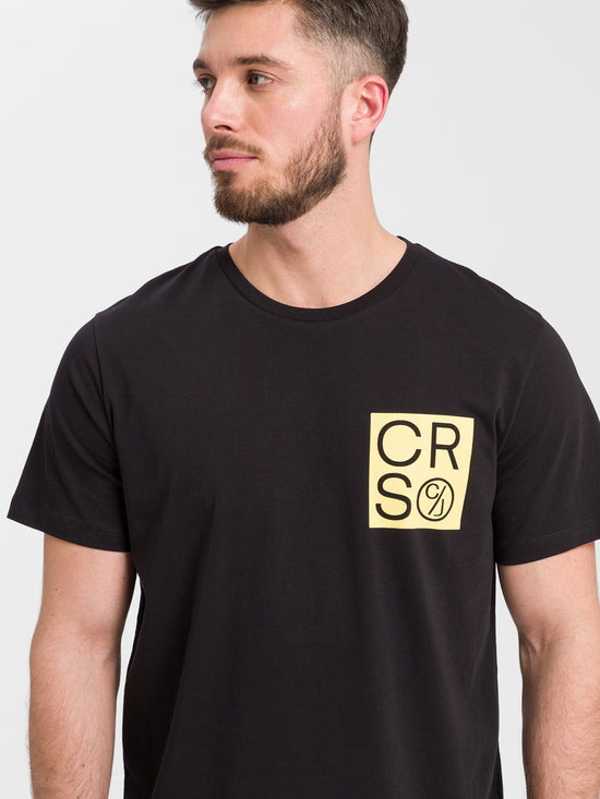 Herren Regular T-Shirt mit Logo Print schwarz