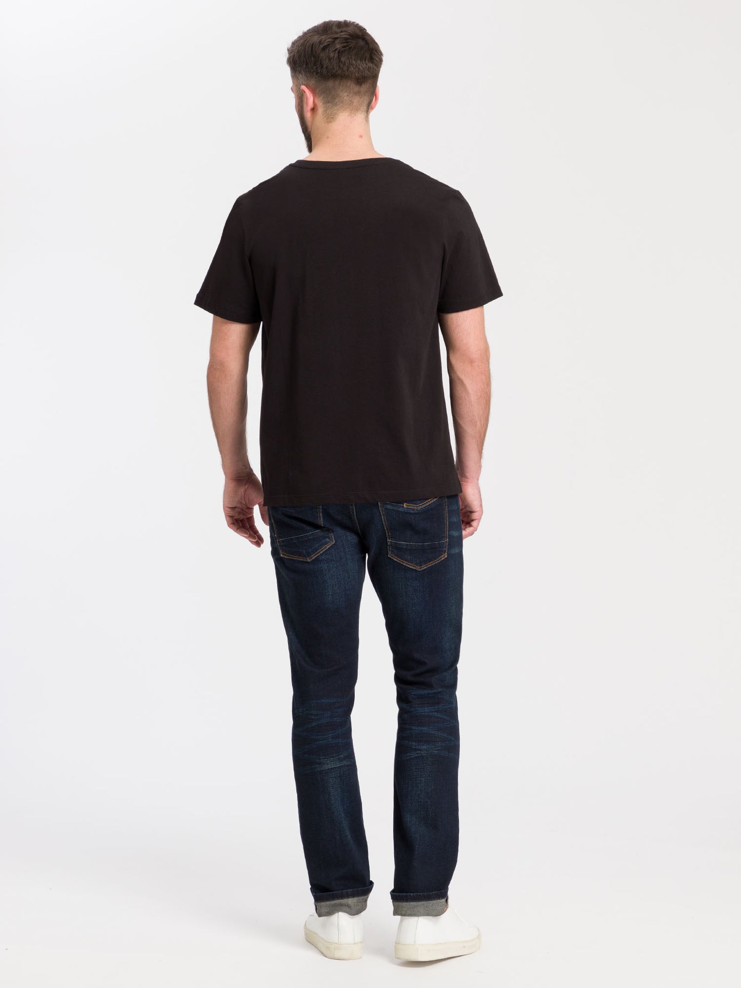 Herren Regular Print T-Shirt schwarz