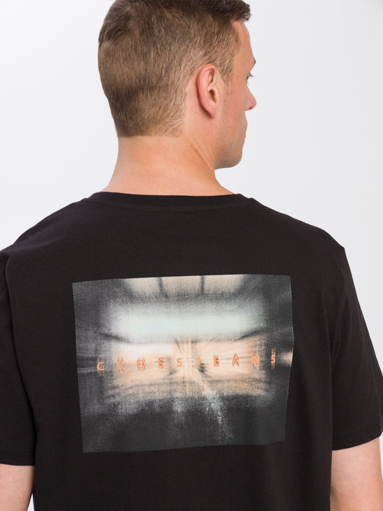 Men's regular t-shirt with back print black