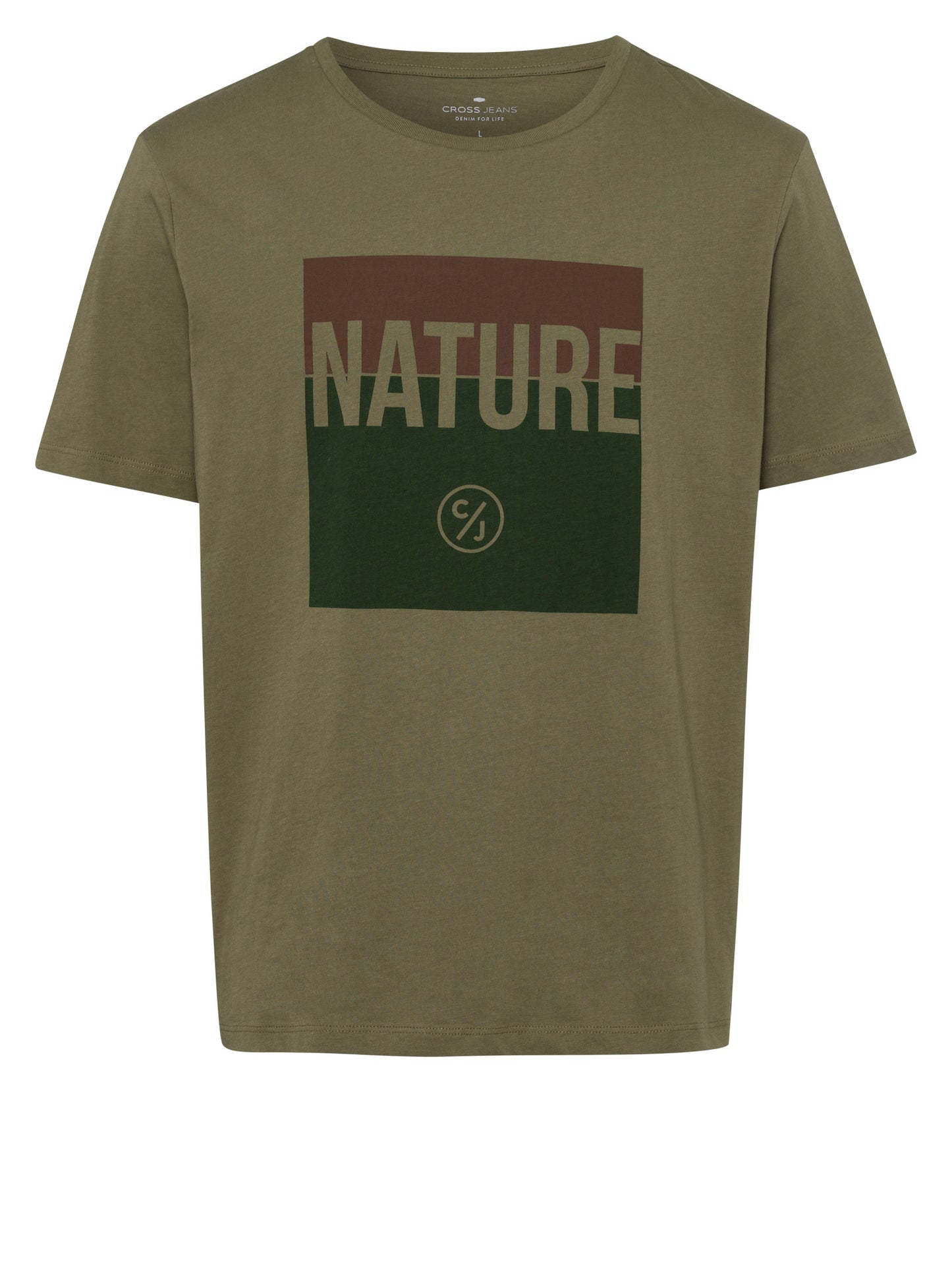 Herren Regular Print T-Shirt Nature grün