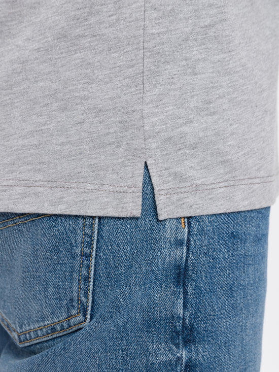 Men's regular long-sleeved shirt with print in grey