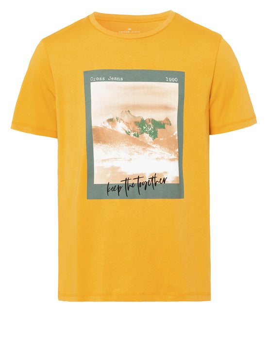 Herren Regular Print T-Shirt gelb