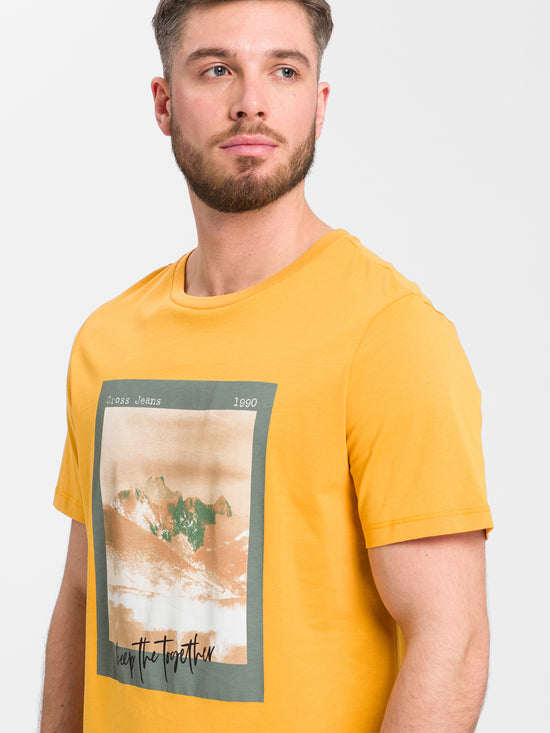 Herren Regular Print T-Shirt gelb