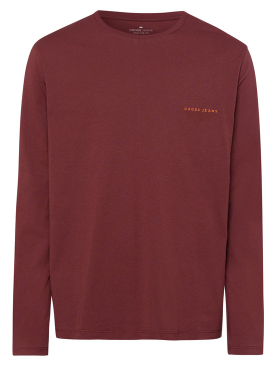 Herren Regular Langarmshirt mit Logo Print braun