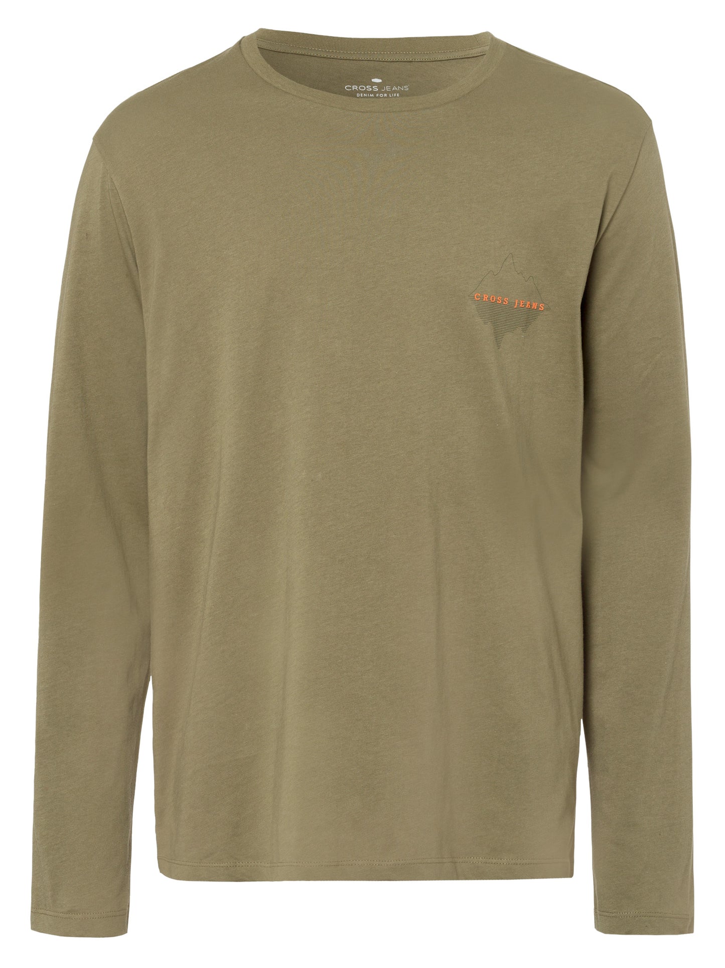 Men's regular long-sleeved shirt with logo print green