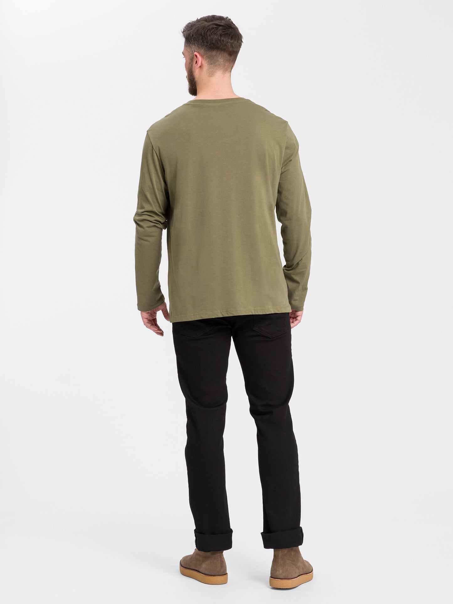 Men's regular long-sleeved shirt with logo print green