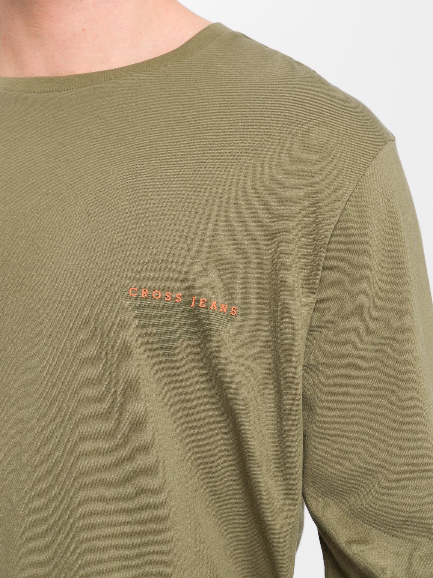 Men's regular long-sleeved shirt with logo print green