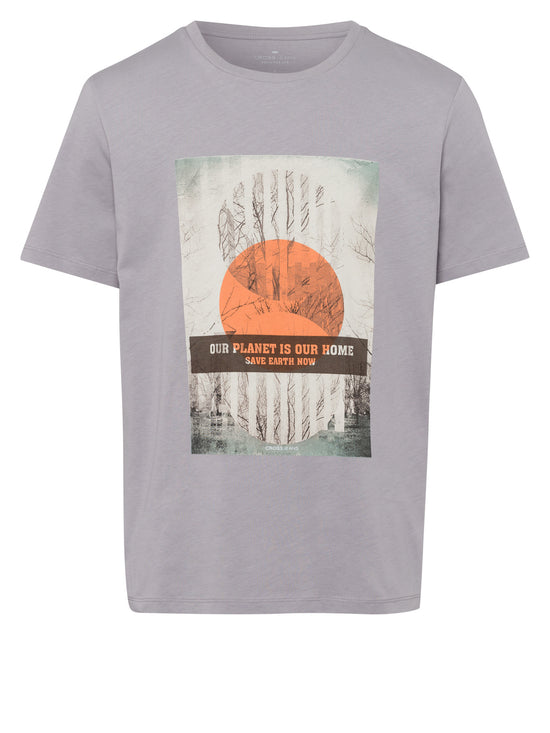Herren Regular Print T-Shirt grau