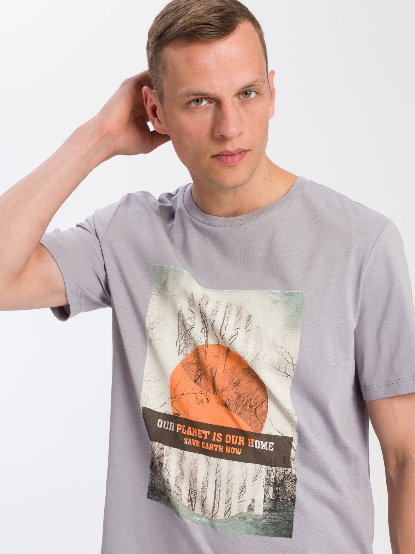 Herren Regular Print T-Shirt grau