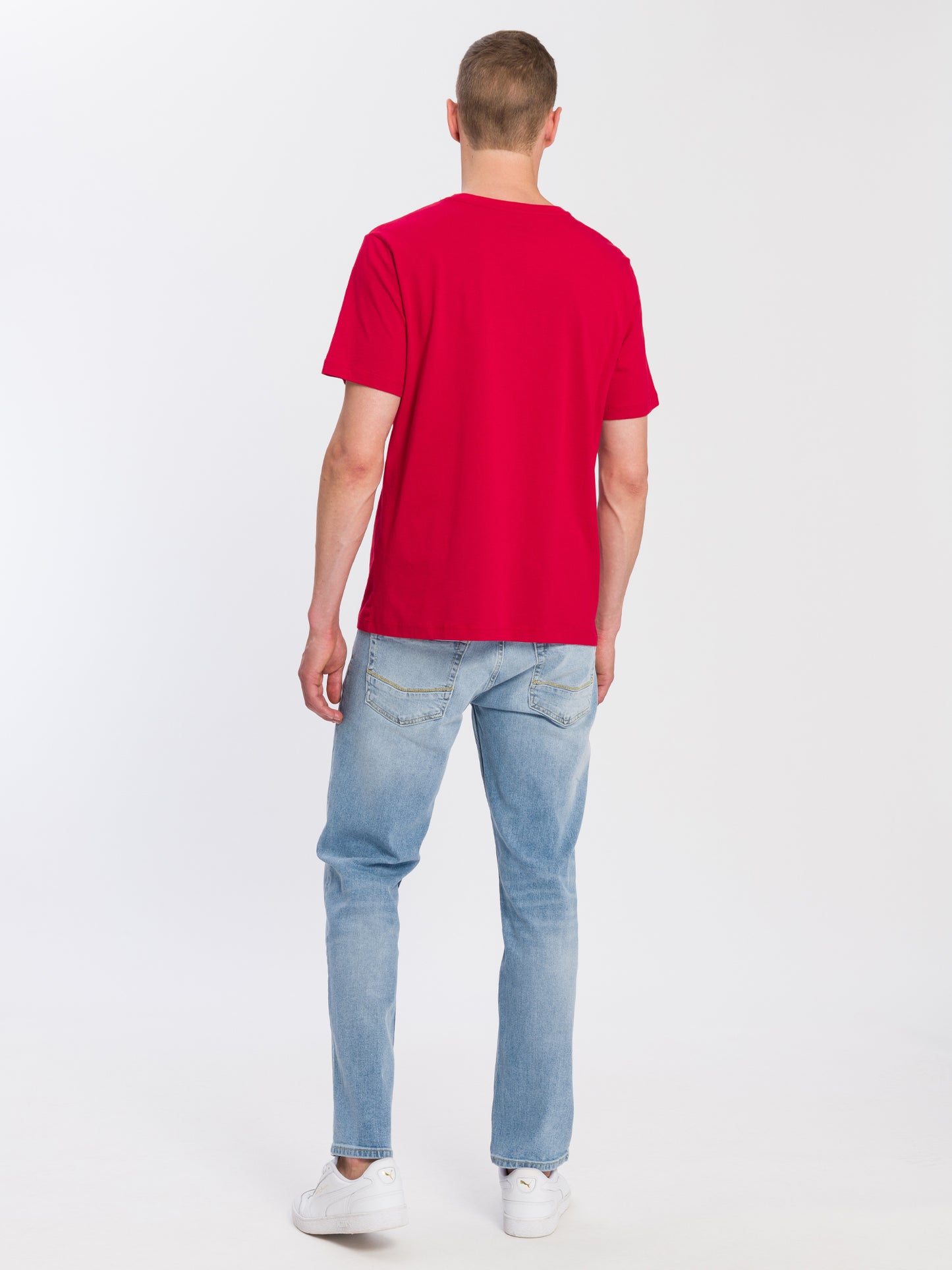 Men's regular t-shirt with logo print red