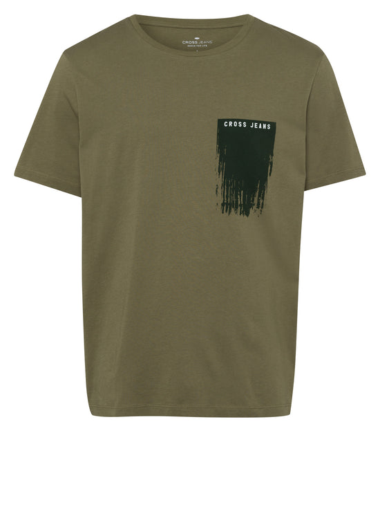 Men's regular T-shirt with logo print green