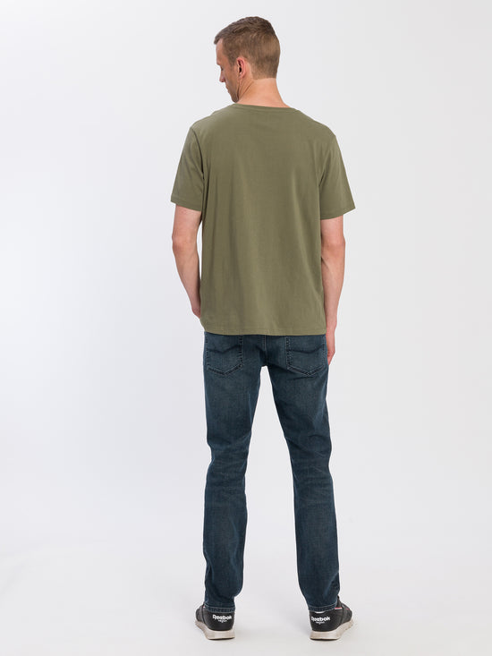 Men's regular T-shirt with logo print green