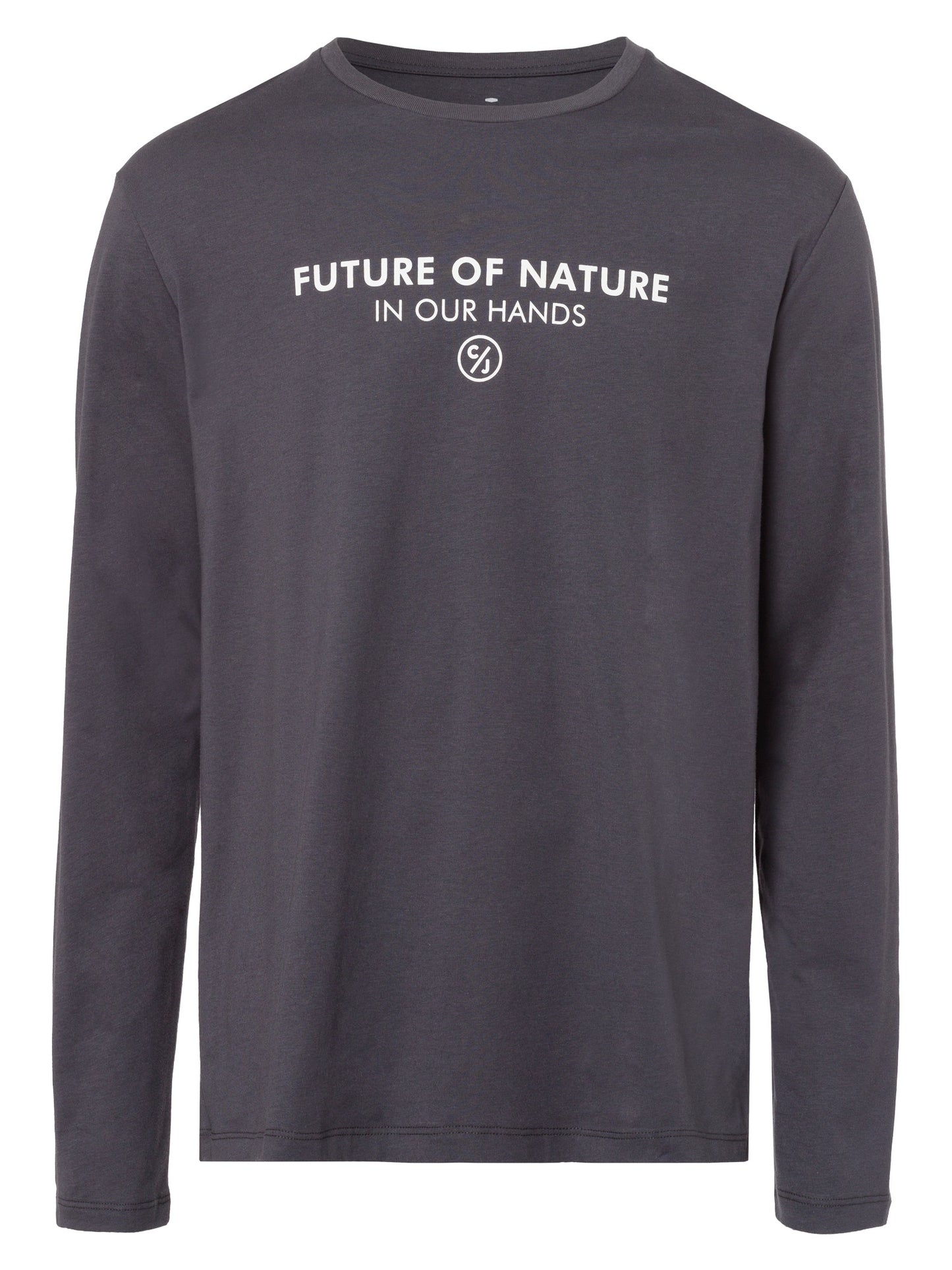 Men's regular long-sleeved shirt with print in grey