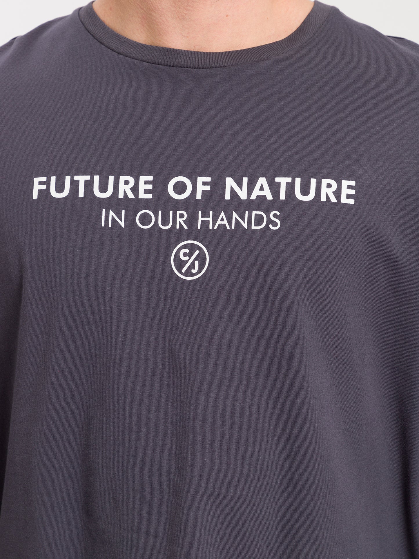 Men's regular long-sleeved shirt with print in grey