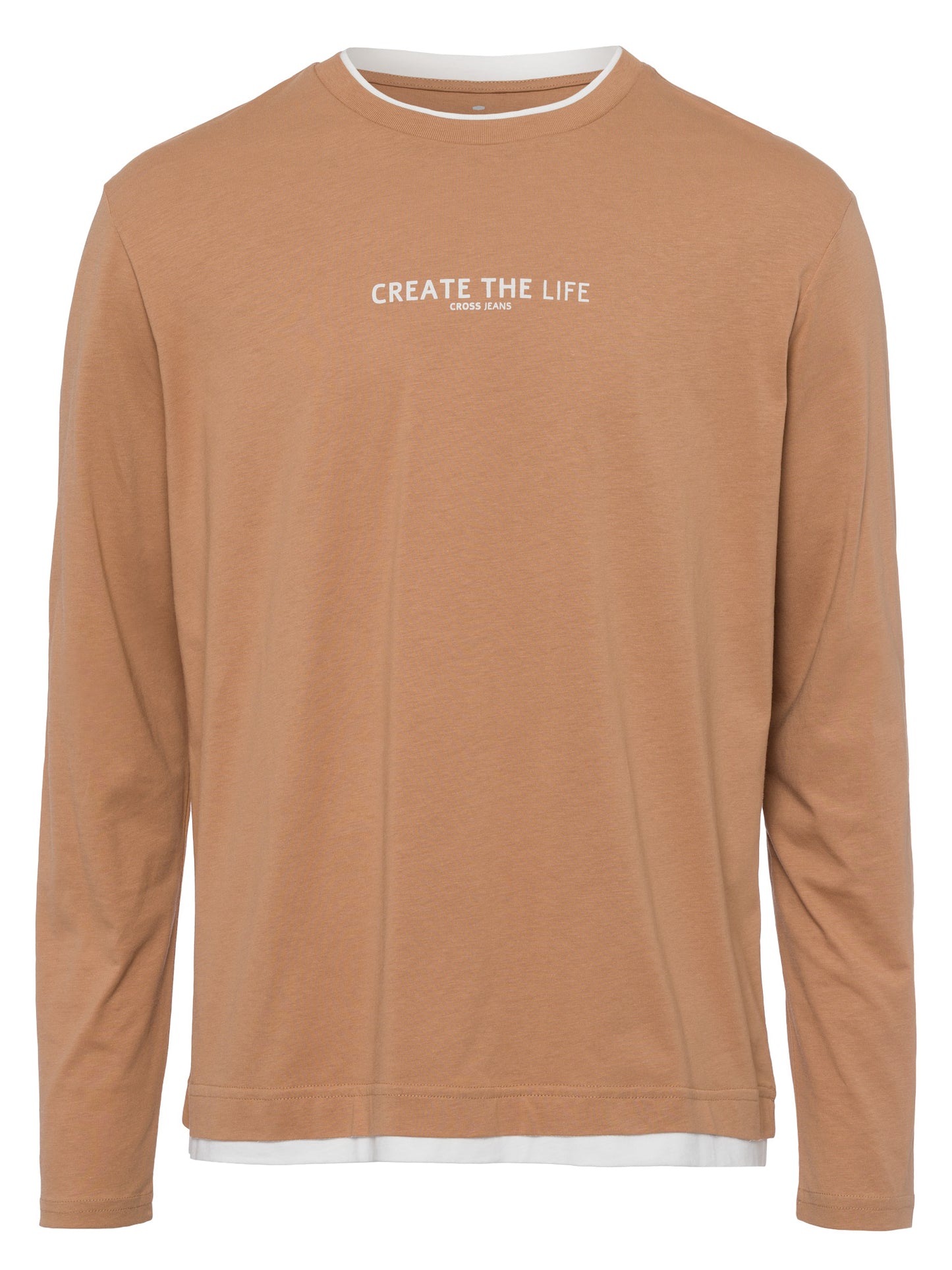 Herren Regular Langarmshirt mit Schriftzug braun