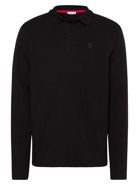 Men's regular long-sleeved polo shirt with logo black