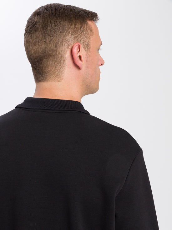 Men's regular long-sleeved polo shirt with logo black