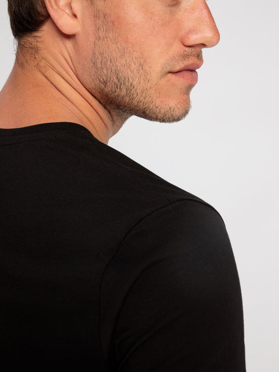 Men's T-shirt regular black with red spiral print