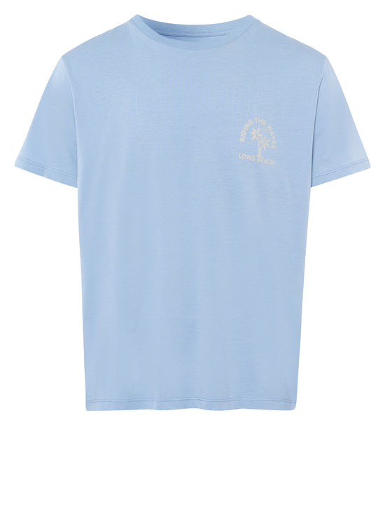 Men's regular T-shirt with placed statement print, blue.