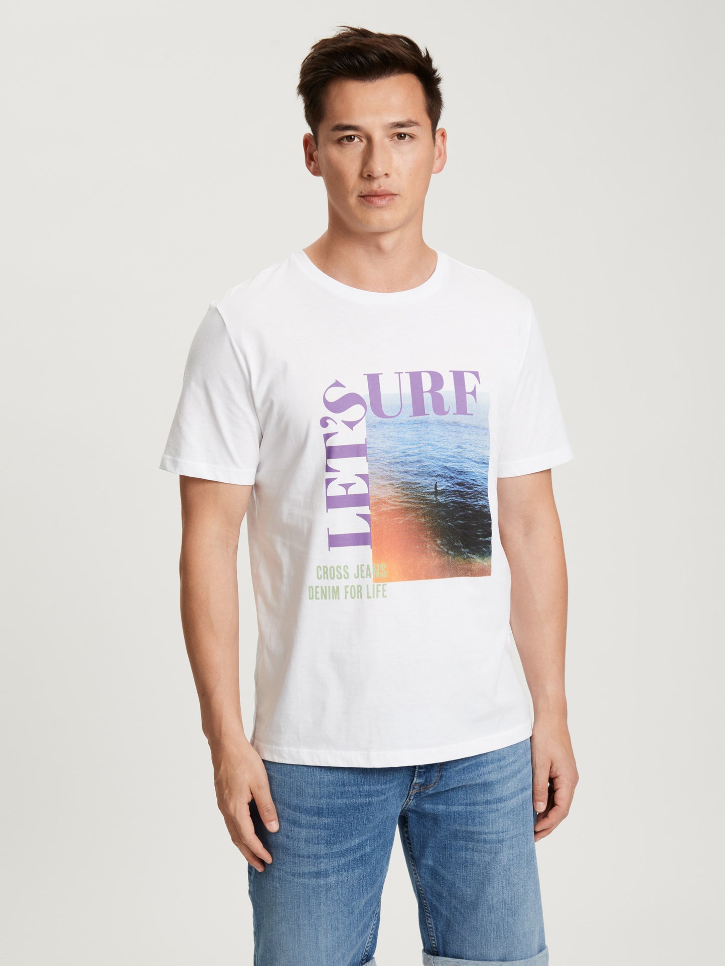 Men's regular T-shirt with print white