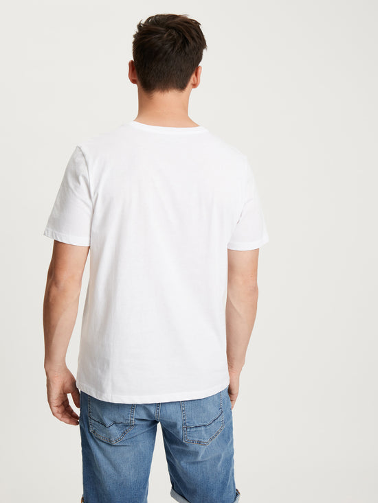Herren Regular T-Shirt mit Print weiß
