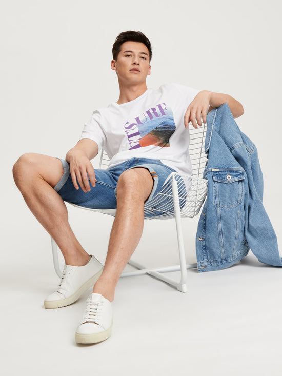 Men's regular T-shirt with print white