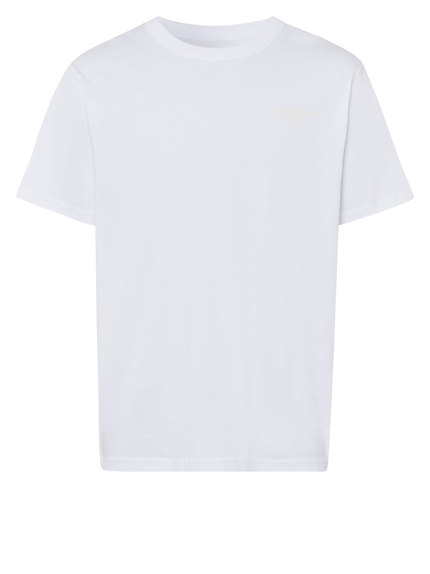 Men's relaxed round neck t-shirt in white.