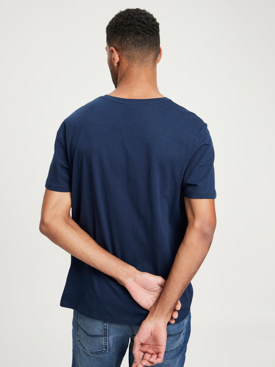 Herren Regular T-Shirt mit Wellenprint Navy