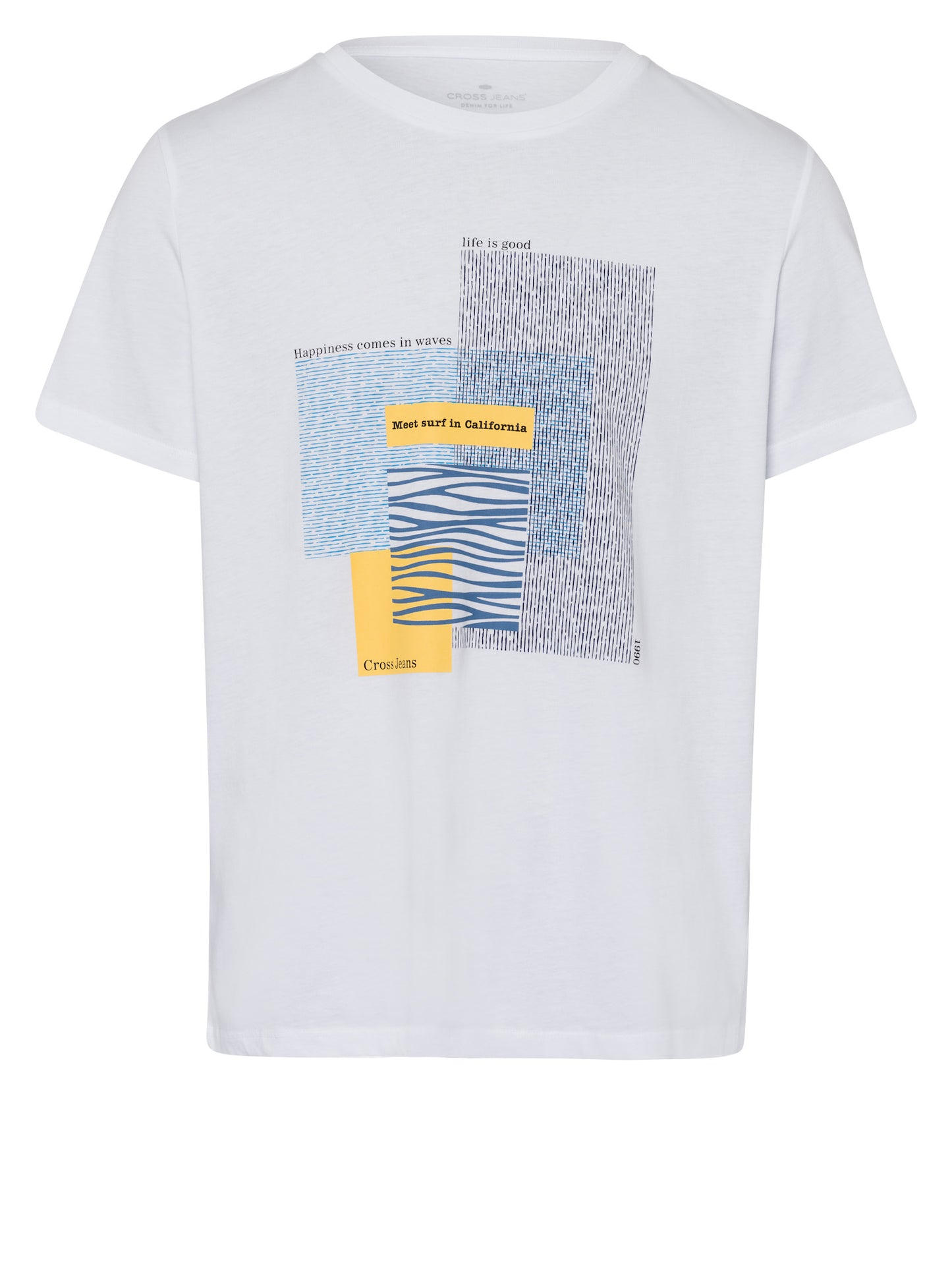 Men's regular T-shirt with message prints, white.