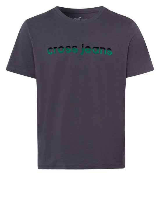 Herren Regular T-Shirt mit Label-Print anthrazitgrau