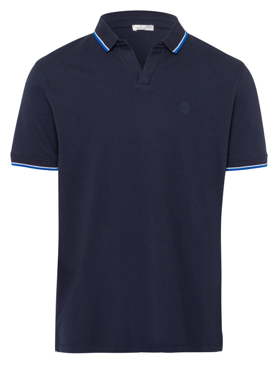 Herren Regular Polo-Shirt mit Streifen-Details marineblau.