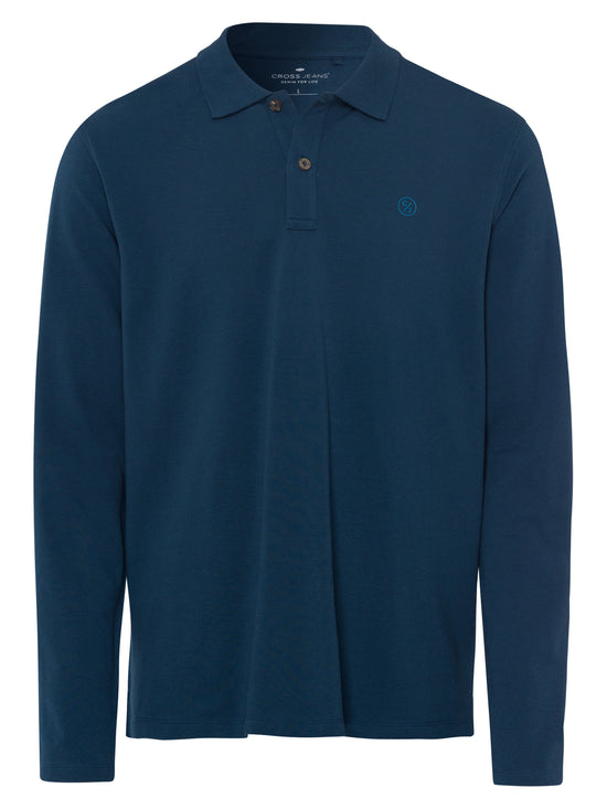 Men's Regular Long Sleeve Polo Blue