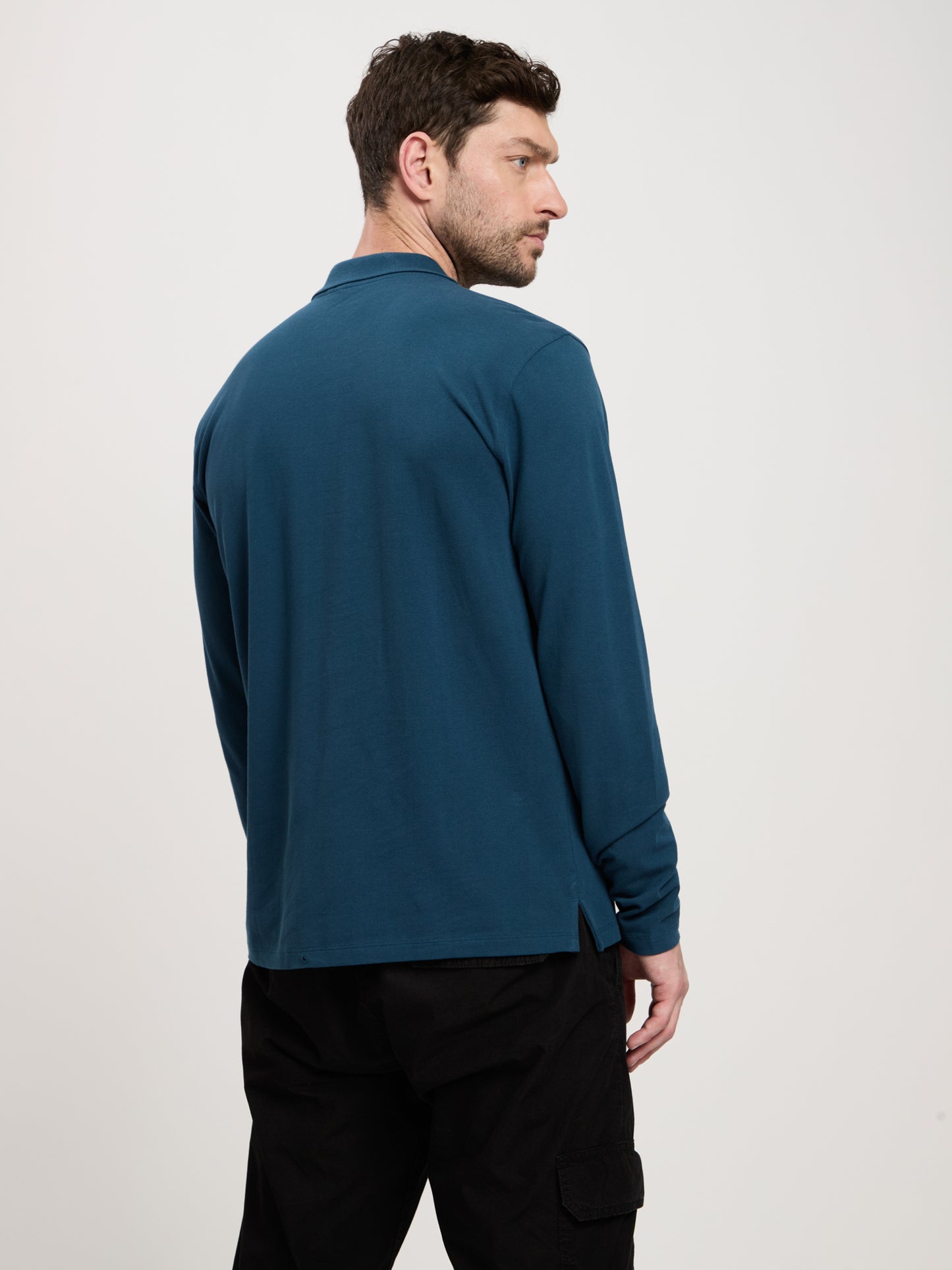 Men's Regular Long Sleeve Polo Blue