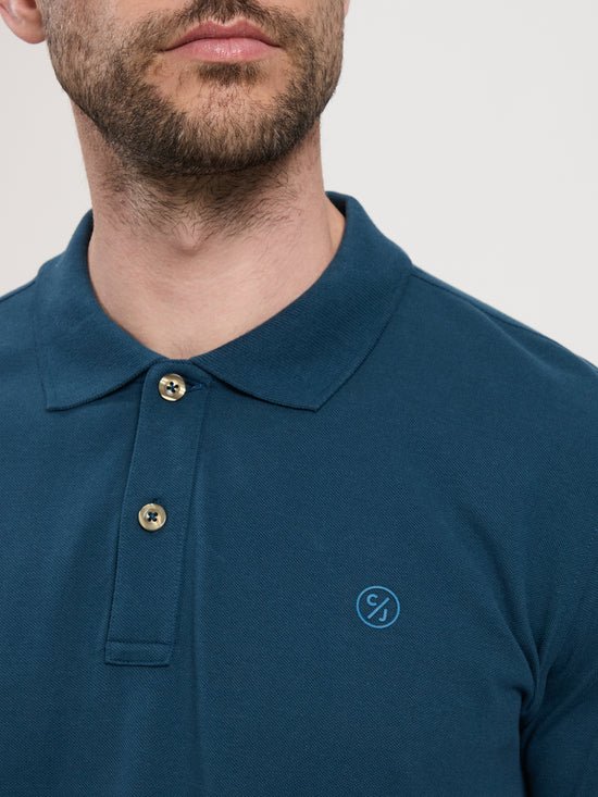 Men's Regular Long Sleeve Polo Blue