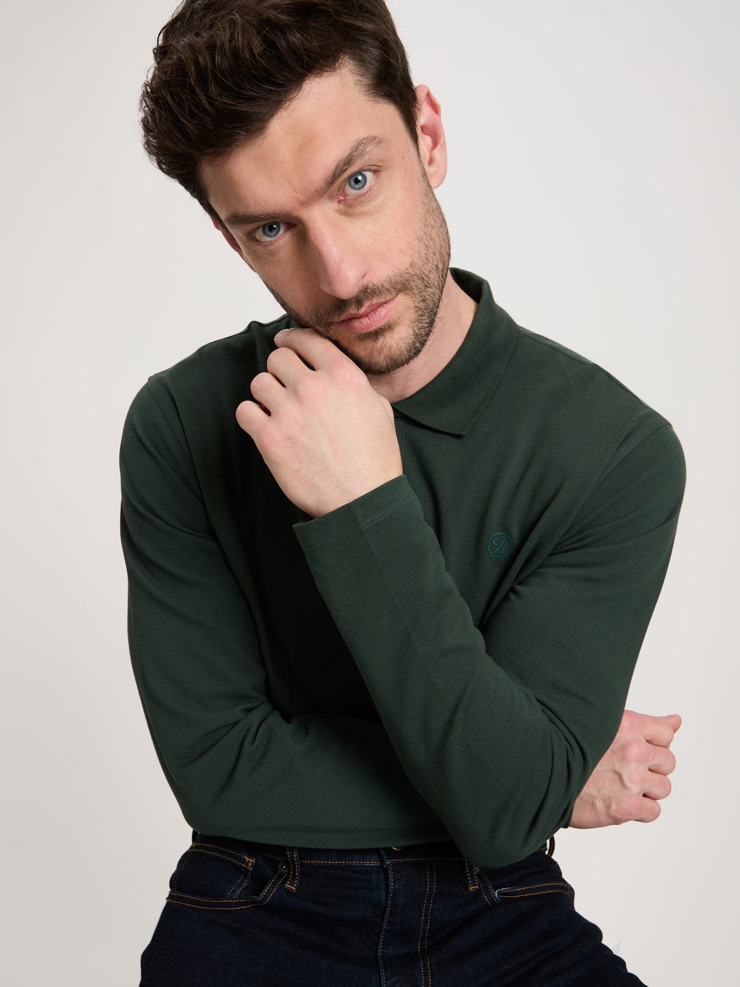 Men's Regular Long Sleeve Polo Green