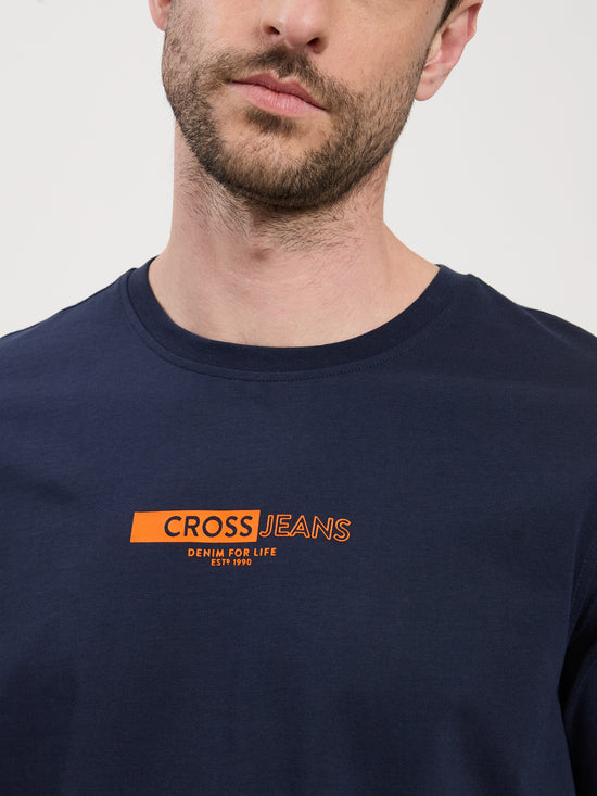 Men's T-Shirt Regular with Print in blue